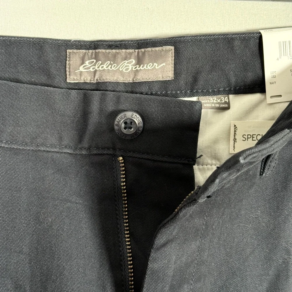 Eddie Bauer Classic Pants NWT Mens 32x34 Navy Blue Straight Leg Soft - Picture 3 of 10